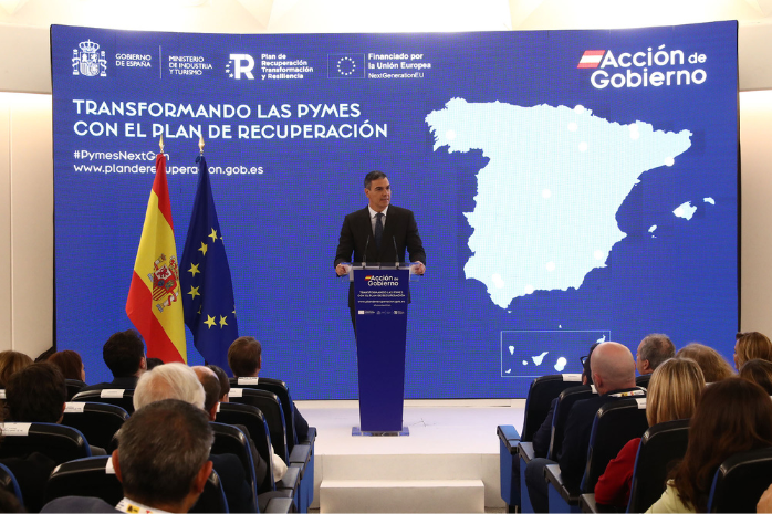 El presidente del Gobierno, Pedro Sánchez, interviene en la jornada "Transformando las pymes con el Plan de Recuperación".