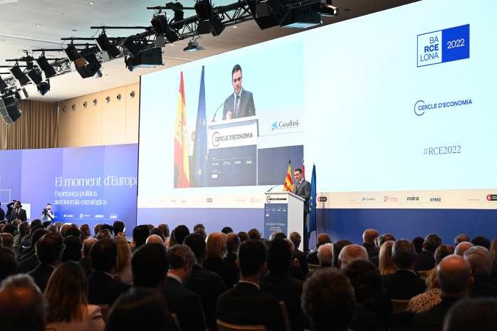 El presidente del Gobierno, Pedro Sánchez, durante su intervención en la clausura de la XXXVII Reunión Anual del Cercle d'Economia