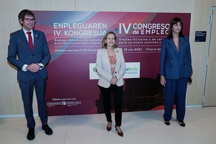 La ministra de Asuntos Económicos y Transformación Digital, Nadia Calviño, en la inauguración del IV Congreso de Empleo