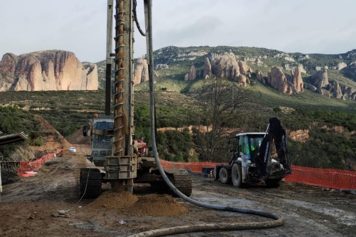 imagen de las obras de la línea Zaragoza-Huesca-Canfranc