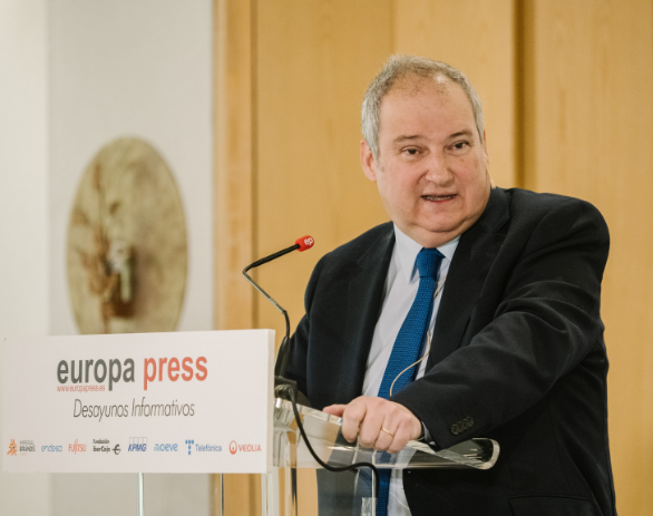 el ministro Jordi Hereu durante un desayuno informativo organizado por Europa Press.