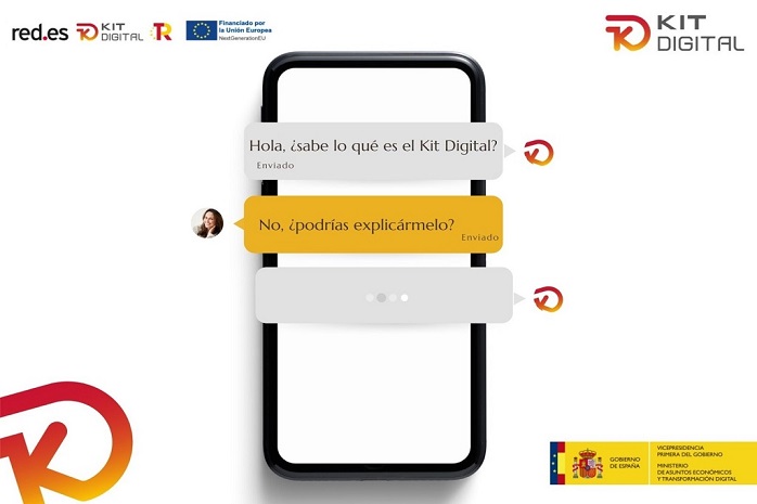 Imagen de una pantalla de teléfono con una conversación del bot de ayuda del Kit Digital