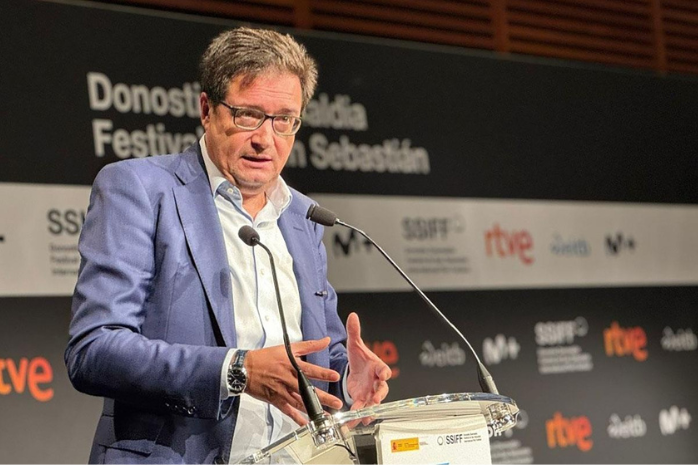 El ministro para la Transformación Digital y de la Función Pública, Óscar López, durante la jornada celebrada en el Festival de San Sebastián.