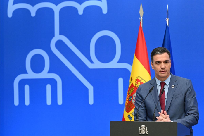 Pedro Sánchez durante la presentación del PERTE de Economía Social y de los Cuidados 