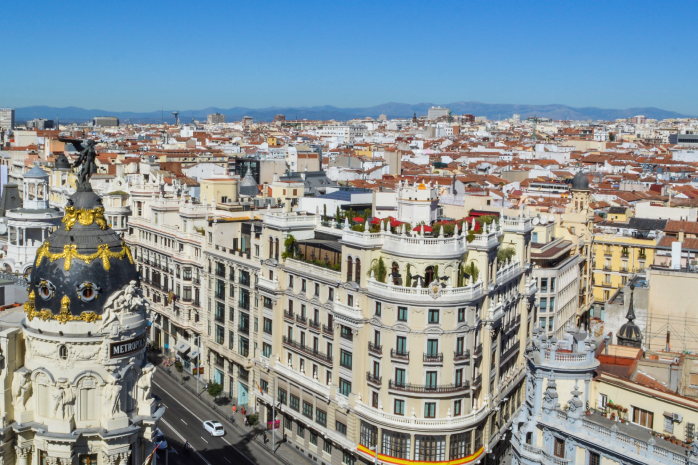 vista del skyline de Madrid en la zona de Gran Vía