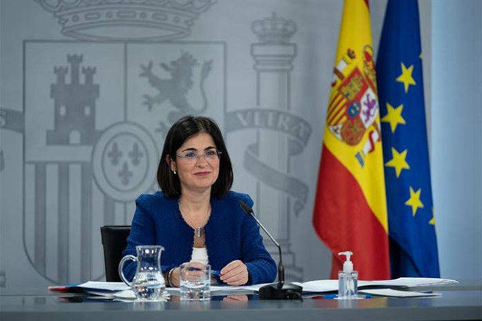 La ministra de Sanidad, Carolina Darias, en una rueda de prensa