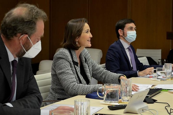 La ministra de Industria, Comercio y Turismo, Reyes Maroto, durante su intervención en la Conferencia Sectorial