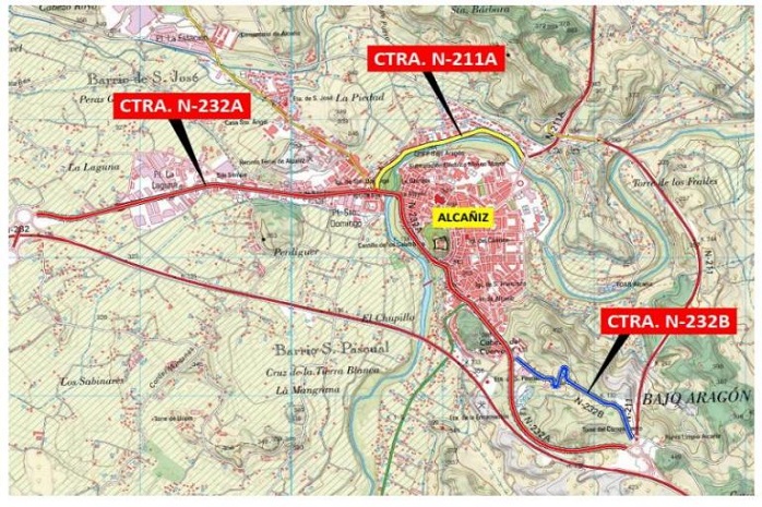 Mapa de carreteras de Alcañiz