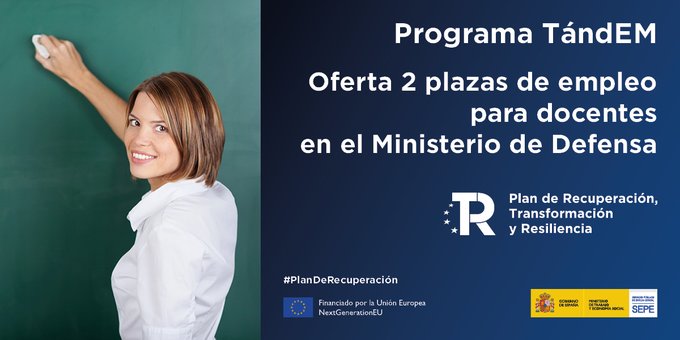 Cartela de la oferta de empleo del Ministerio de Defensa para docentes