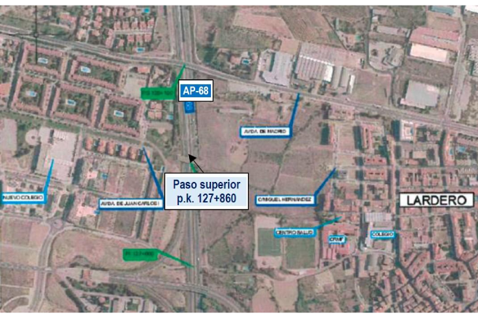 Mapa del nuevo carril ciclo-peatonal en la AP-68