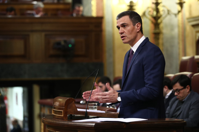 El presidente del Gobierno, Pedro Sánchez, durante su comparecencia en el Congreso de los Diputados