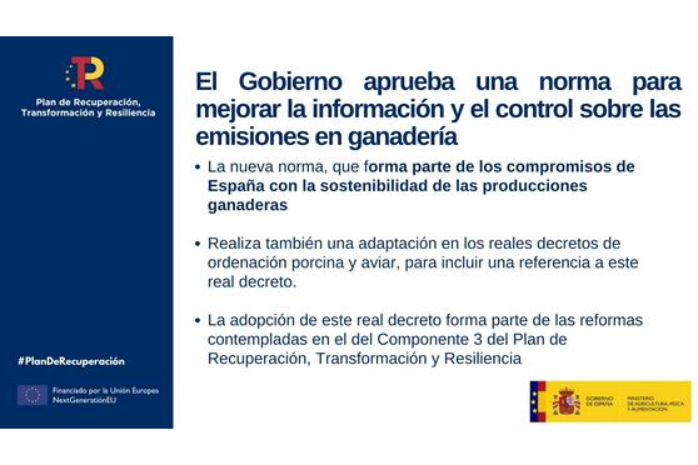 Cartela sobre la norma para mejorar la información y el control sobre las emisiones en ganadería