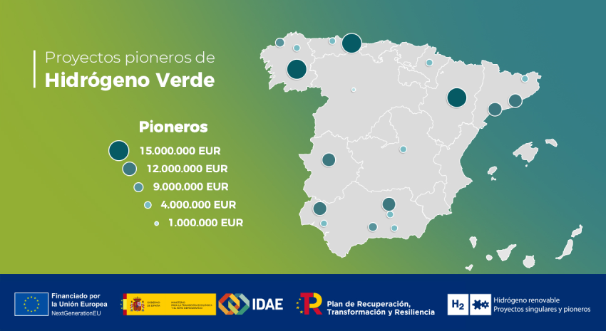 mapa de proyectos aprobados en la convocatoria Pioneros I 