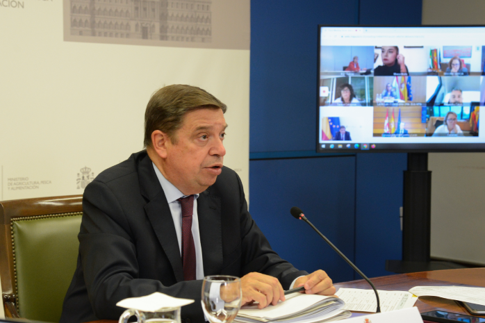 El ministro de Agricultura, Pesca y Alimentación, Luis Planas, preside la Conferencia Sectorial de Agricultura y Desarrollo Rural, celebrada por videoconferencia 